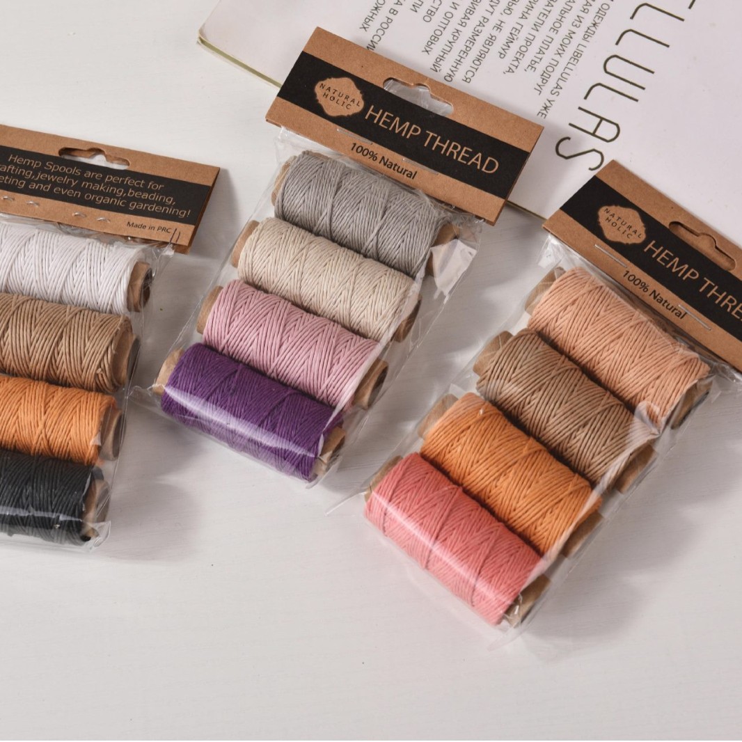 Sewing Thread In Textile - 4 stuks kleurrijke gewaxte hennepdraad 0,8