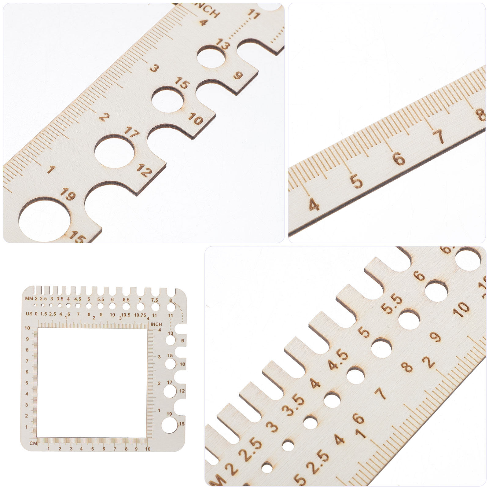 2 stuks houten breimeter, haak - Sewing Gauge Ruler recensie en prijs